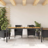 Mesa de jardín superficie madera acacia ratán negro 190x90x75cm 3