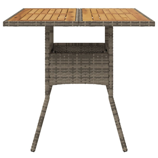 Mesa de jardín superficie de madera ratán PE gris 80x80x75 cm M 4