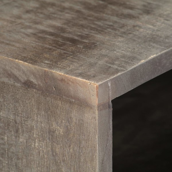 Mueble para TV madera maciza de mango rugosa gris 130x30x46 cm M 2