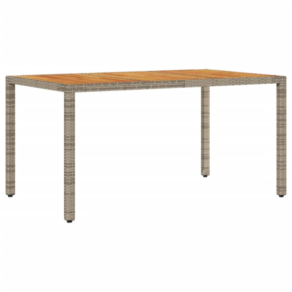 Mesa de jardín superficie madera acacia ratán gris 150x90x75cm M 2