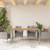 Mesa de jardín superficie madera acacia ratán gris 150x90x75cm 3