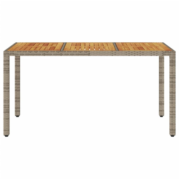 Mesa de jardín superficie madera acacia ratán gris 150x90x75cm M 4