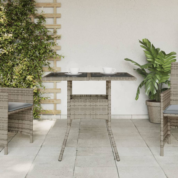 Mesa de jardín superficie de vidrio ratán PE gris 80x80x75 cm M 3