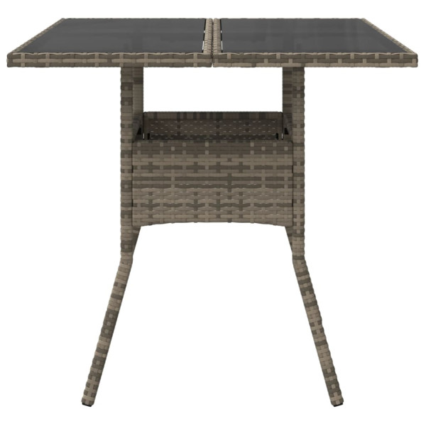 Mesa de jardín superficie de vidrio ratán PE gris 80x80x75 cm M 4