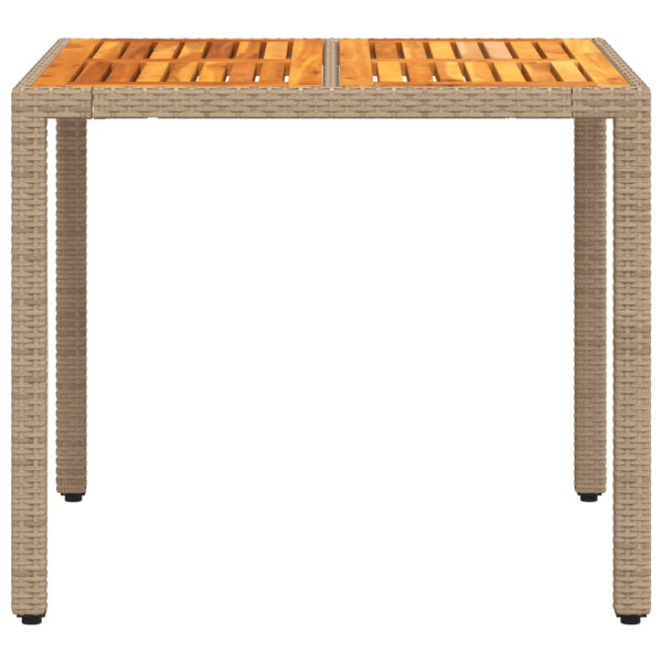 Mesa de jardim 90x90x75 cm vime PE e madeira de acácia bege M 5