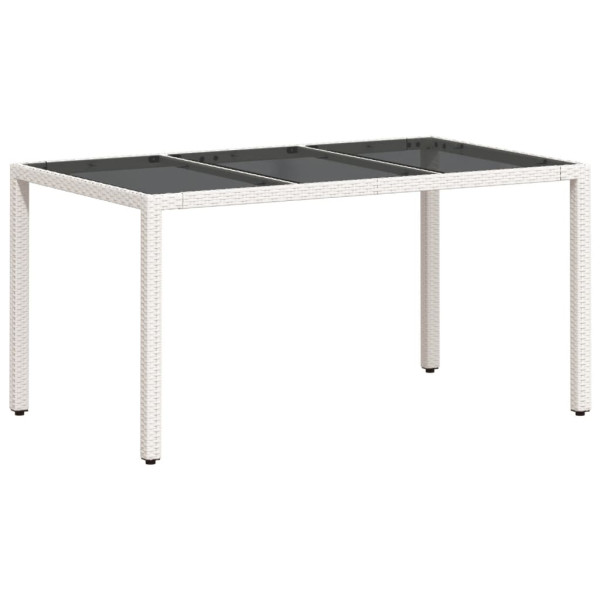 Mesa de jardim com tampo de vidro 150x90x75 cm vime PE branco M 2
