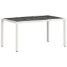 Mesa de jardim com tampo de vidro 150x90x75 cm vime PE branco 2