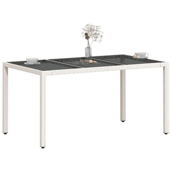 Mesa de jardín superficie de vidrio ratán PE blanco 150x90x75cm M 4