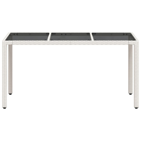 Mesa de jardim com tampo de vidro 150x90x75 cm vime PE branco M 5