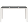 Mesa de jardim com tampo de vidro 150x90x75 cm vime PE branco 5