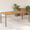 Mesa de jardín ratán PE beige y madera de acacia 190x90x75 cm 1