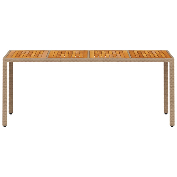 Mesa de jardín ratán PE beige y madera de acacia 190x90x75 cm M 5