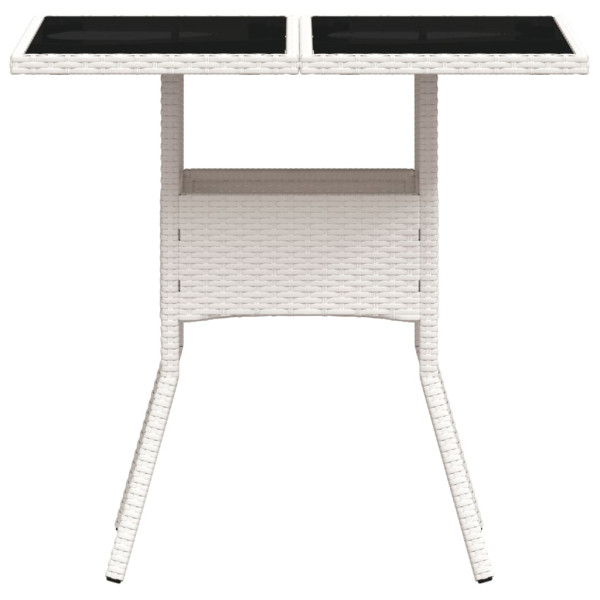 Mesa de jardim com tampo de vidro 80x80x75 cm vime PE branco M 5