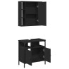 2 pcs conjunto móveis casa de banho derivados de madeira preto 5