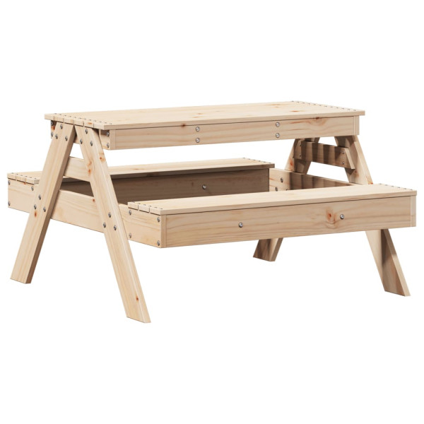 Mesa de picnic para niños madera maciza de pino 88x97x52 cm M 2
