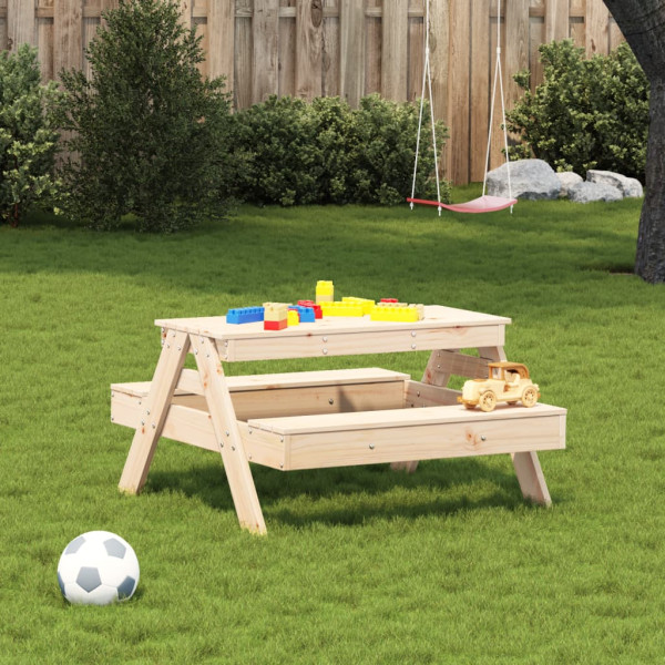 Mesa de picnic para niños madera maciza de pino 88x97x52 cm M 3
