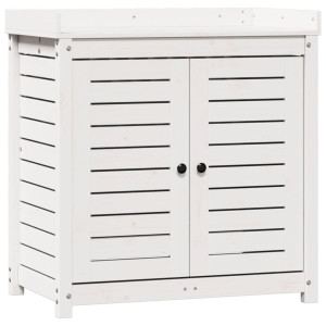 Mesa de jardinagem com prateleiras madeira pinho maciça branco H