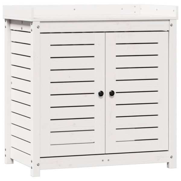 Mesa plantación con estantes madera pino blanco 82.5x50x86.5 cm M 2