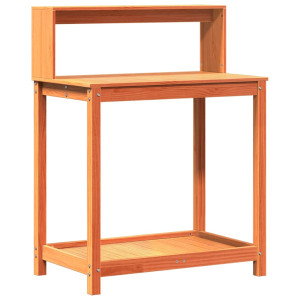 Mesa plantación con estantes madera pino marrón 82.5x50x109.5cm H