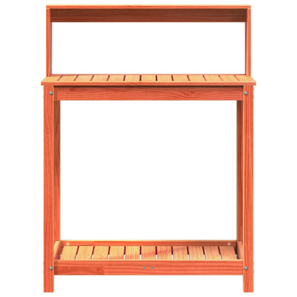 Mesa de jardinagem c/ prateleiras madeira pinho maciça castanho M 5