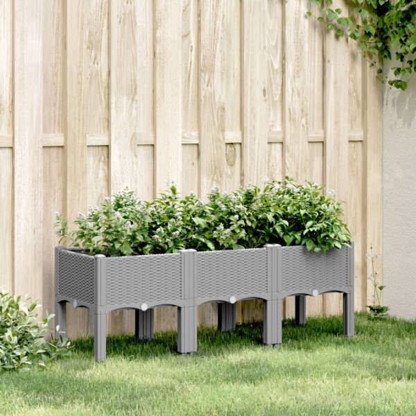 Jardinera con patas PP gris claro 120x40x42 cm D
