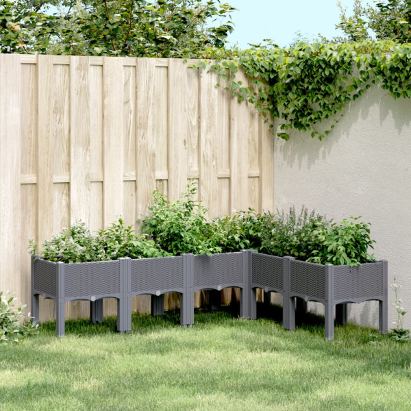 Jardinera con patas PP gris 160x120x42 cm D