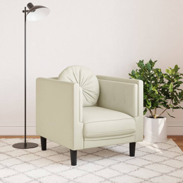 Sillón con cojín terciopelo color crema M 3