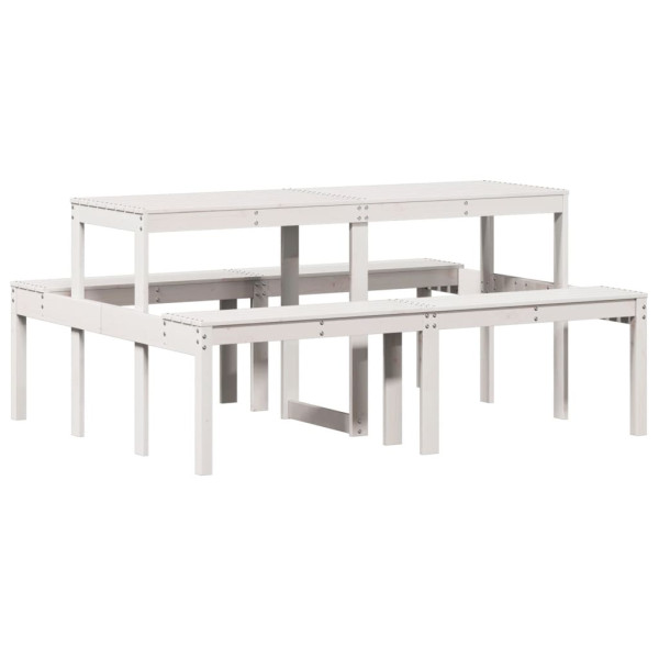 Mesa de piquenique 160x134x75 cm madeira de pinho maciça branco M 2