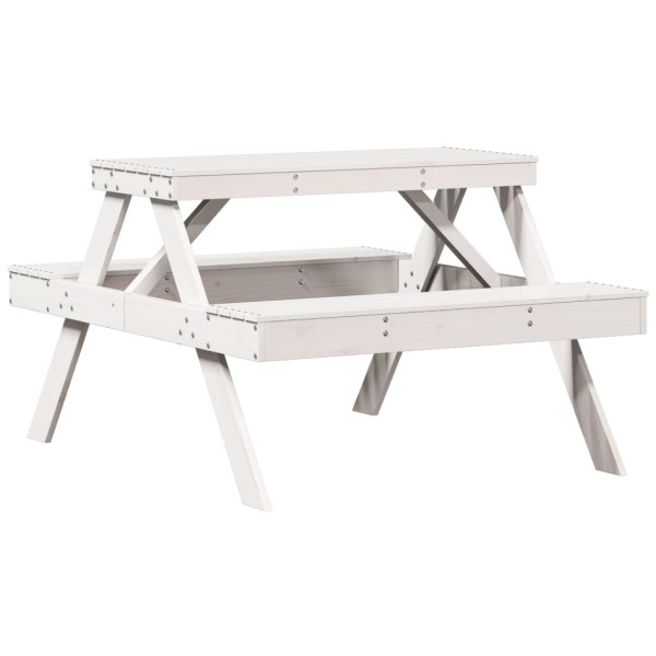 Mesa de piquenique 105x134x75 cm madeira de pinho maciça branco M 2