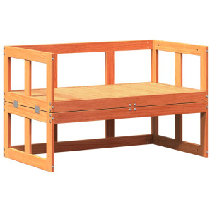 Banco sofá de jardín extensible madera maciza de pino marrón H