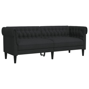 Sofá Chesterfield de 3 plazas tela negro H
