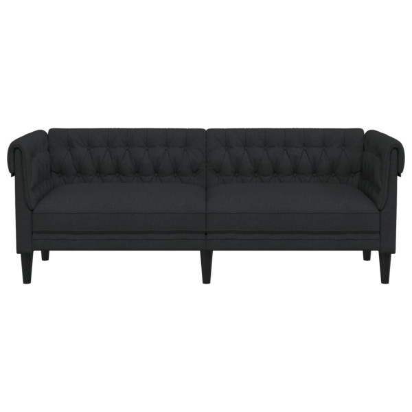 Sofá Chesterfield de 3 plazas tela negro M 4