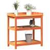 Mesa de jardinagem c/ prateleiras madeira pinho maciça castanho 4