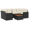 Set de comedor de jardín 7 pzas y cojines ratán sintético negro 2