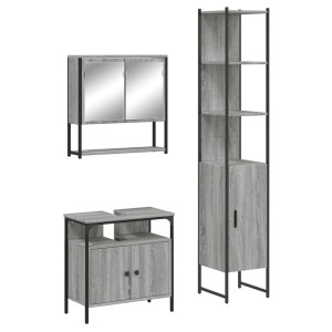 Set de muebles de baño 3 pzas madera contrachapada gris sonoma H