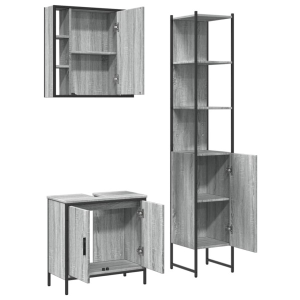 Set de muebles de baño 3 pzas madera contrachapada gris sonoma M 5
