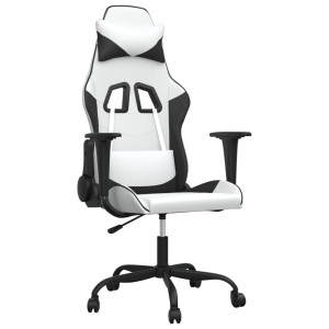 Silla gaming cuero sintético blanco y negro H