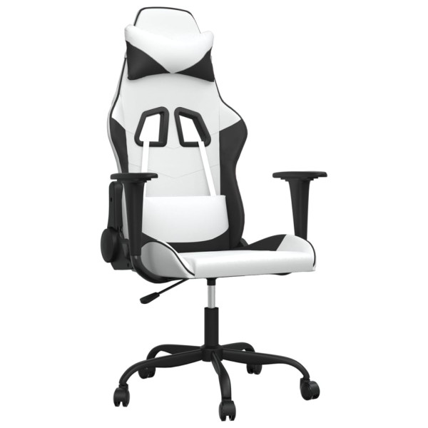 Silla gaming cuero sintético blanco y negro M 2