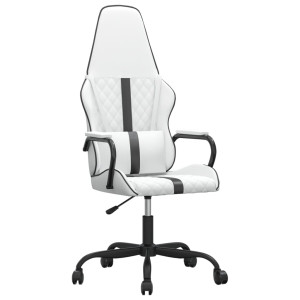 Silla gaming de masaje cuero sintético negro y blanco H
