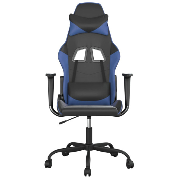 Cadeira de massagem para jogos em couro sintético preto e azul M 3