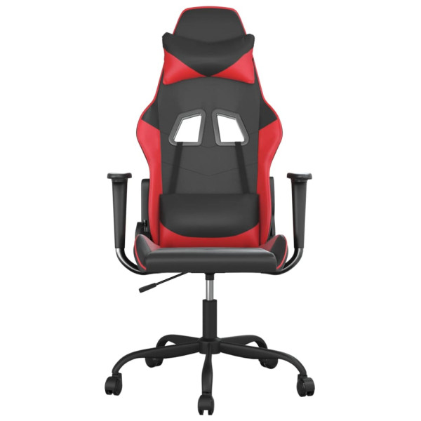 Cadeira de massagem para jogos em couro sintético preto e vermelho M 3