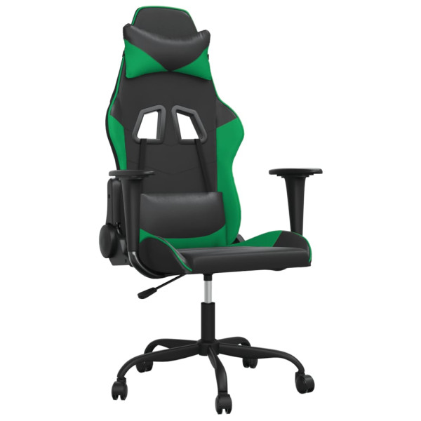 Silla gaming de masaje cuero sintético negro y verde M 2
