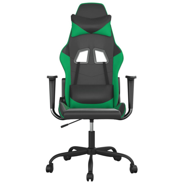 Silla gaming de masaje cuero sintético negro y verde M 3