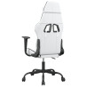 Silla gaming de masaje cuero sintético blanco y negro 5