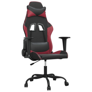 Silla gaming cuero sintético negro y rojo vino tinto H