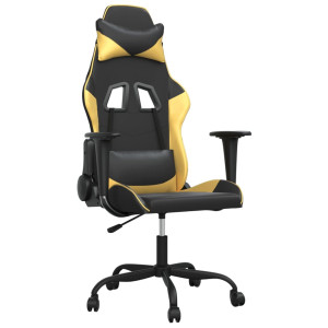 Silla gaming cuero sintético negro y dorado H