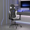 Silla gaming de masaje cuero sintético negro y blanco 1