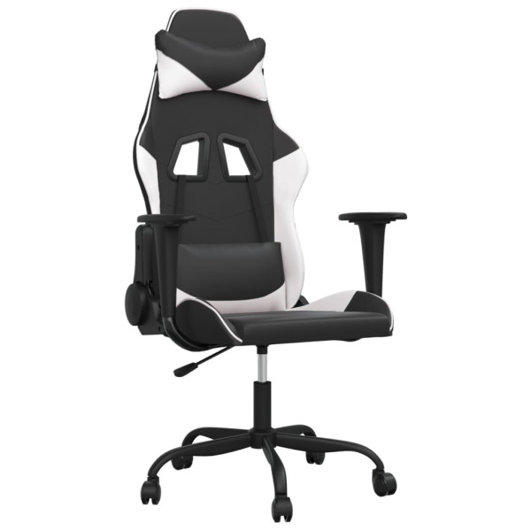 Silla gaming de masaje cuero sintético negro y blanco M 2
