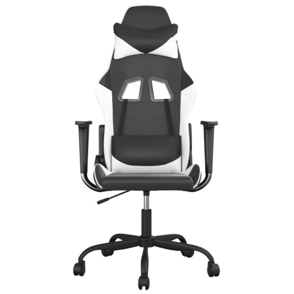 Silla gaming de masaje cuero sintético negro y blanco M 3