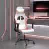 Silla gaming cuero sintético blanco y rosa 1